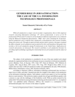 GENDER ROLE IN JOB SATISFACTION: THE CASE OF THE U.S. INFORMATION TECHNOLOGY PROFESSIONALS
