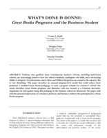 What's Done is Donne: Great Books Programs and the Business Student