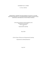 Professional Perspectives Regarding Ecological Factors Impacting the Efficacy of Interventions among Students with Emotional Disturbance in Non-Public Schools.