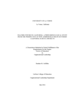 Teacher tenure in California: A phenomenological study from the perspective of new administrators in Southern California school districts.
