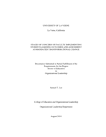 Stages of concern of faculty implementing student learning outcomes and assessment as mandated transformational change.