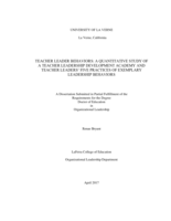 Teacher Leader Behaviors: A Quantitative Study of a Teacher Leadership Development Academy and Teacher Leaders' Five Practices of Exemplary Leadership Behaviors.