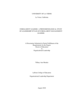 Enrollment Leaders: A Phenomenological Study of Leadership Styles of Enrollment Management Leaders.