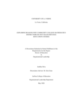 Exploring Reasons Why Community College Mathematics Instructors Do Not Teach Distance Education Courses.