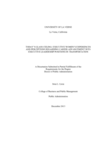 Today's glass ceiling: Executive women's experiences and perceptions regarding career advancement into executive leadership positions in transportation.