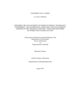 Exploring the Advancement of Women in Science, Technology, Engineering, and Mathematics (STEM) Executive Management Positions in the Aerospace Industry: Strategies Identified by Women That Enable Success.