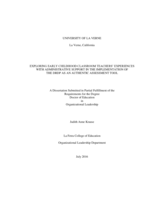 Exploring early childhood classroom teachersâ€™ experiences with administrative support in the implementation of the DRDP as an authentic assessment tool.