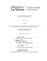 A Qualitative Case Study Exploring Parent Perceptions of High School Preparation and Its Effects on Outcomes of Students with Autism Spectrum Disorder.