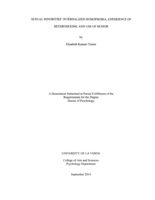 Sexual minorities' internalized homophobia, experience of heterosexism, and use of humor.