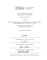 Higher Education and Strategic Leadership during the COVID-19 Pandemic: A Phenomenological Study of Deans in the 21<sup>st</sup> Century.