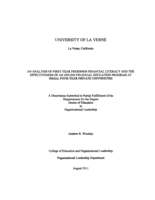 An analysis of first-year freshmen financial literacy and the effectiveness of an online financial education program at small four-year private universities.