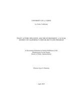 Policy Actors, Influence, and the Environment: A 30-Year Journey of California's Used Oil Recycling Program.