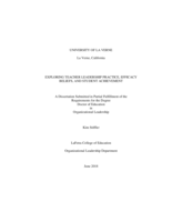 Exploring Teacher Leadership Practice, Efficacy Beliefs, and Student Achievement.