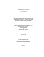 The Impact of the Implementation of the International Baccalaureate Diploma Program on High School Teachers.
