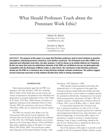 What Should Professors Teach about the Protestant Work Ethic?